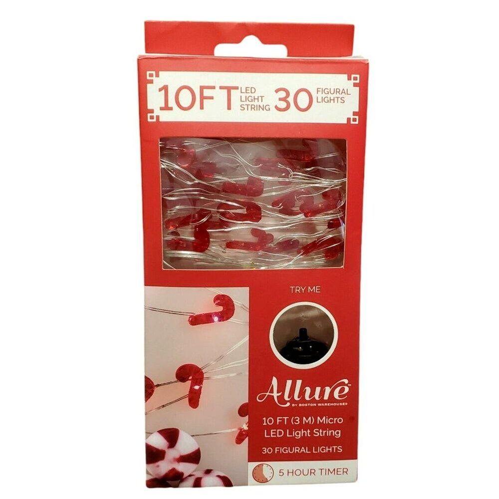 New Mini LED Candy Cane String Lights Micro Christmas Holiday Crafts Timer 10'